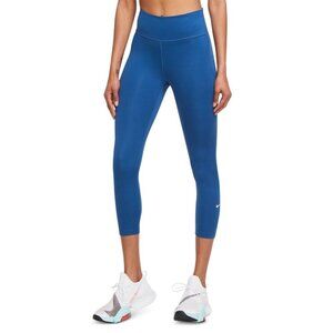 Nike Womens One Plus Size 3X Mid Rise Cropped Tight Dri Fit Leggings Blue NEW